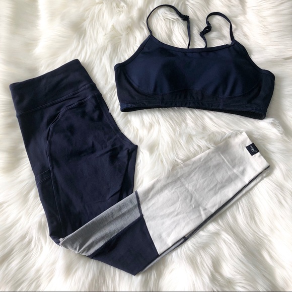 💙 SET New Balance / J.Crew Leggings & Bra Navy M - Picture 2 of 8